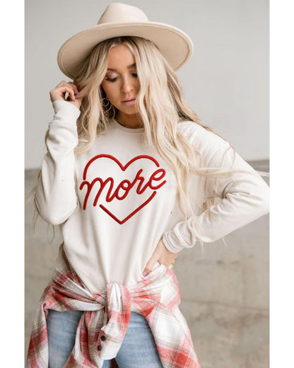 Azura Exchange Embroidered Pullover Sweatshirt with Heart Shaped Details - L