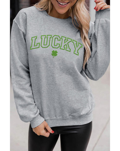 Azura Exchange Clover Embroidered Pullover Sweatshirt - L