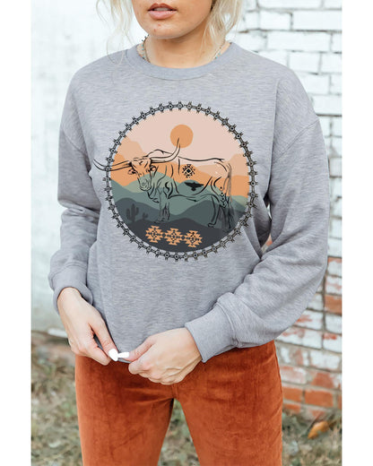 Azura Exchange Bull Graphic Print Sweatshirt - XL