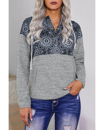 Azura Exchange Pocket Hoodie with Tribal Print - S