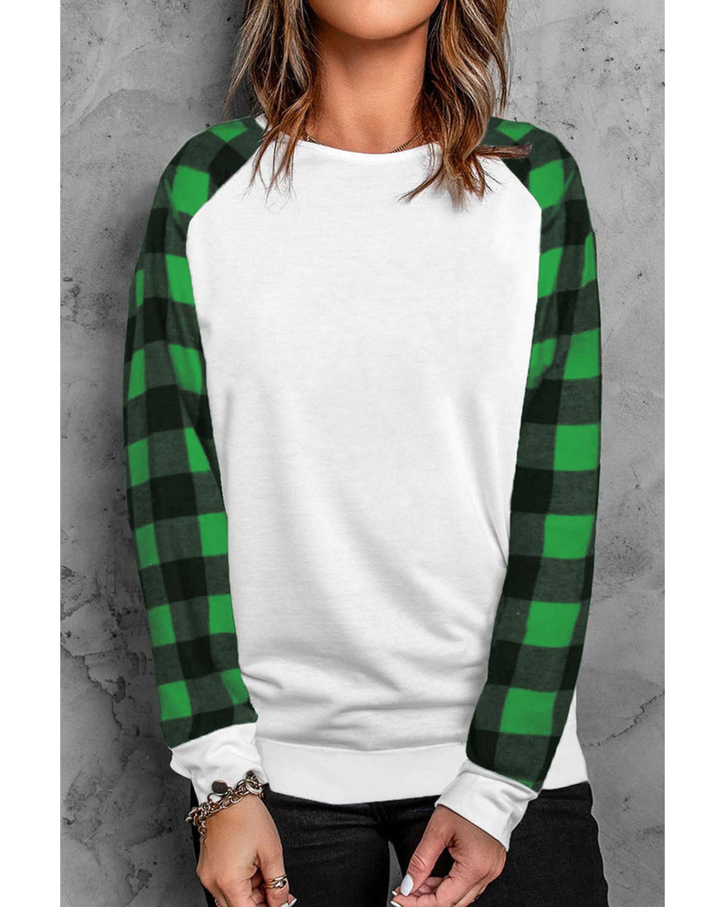 Azura Exchange Plaid Long Sleeve Sweatshirt - M