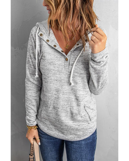 Azura Exchange Buttoned Casual Hoodie with Pocket Design - S