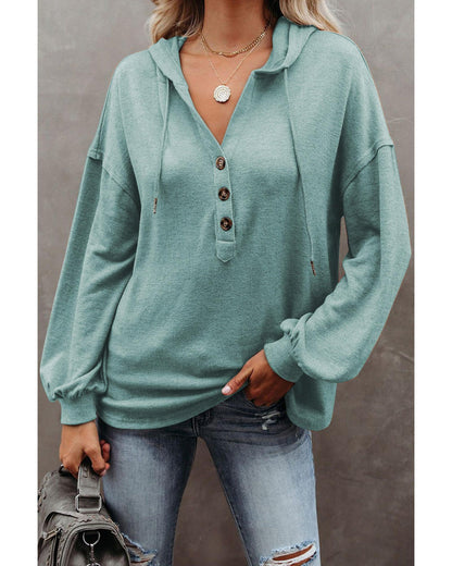 Azura Exchange High and Low Hem Hoodie with Buttoned Detail - L