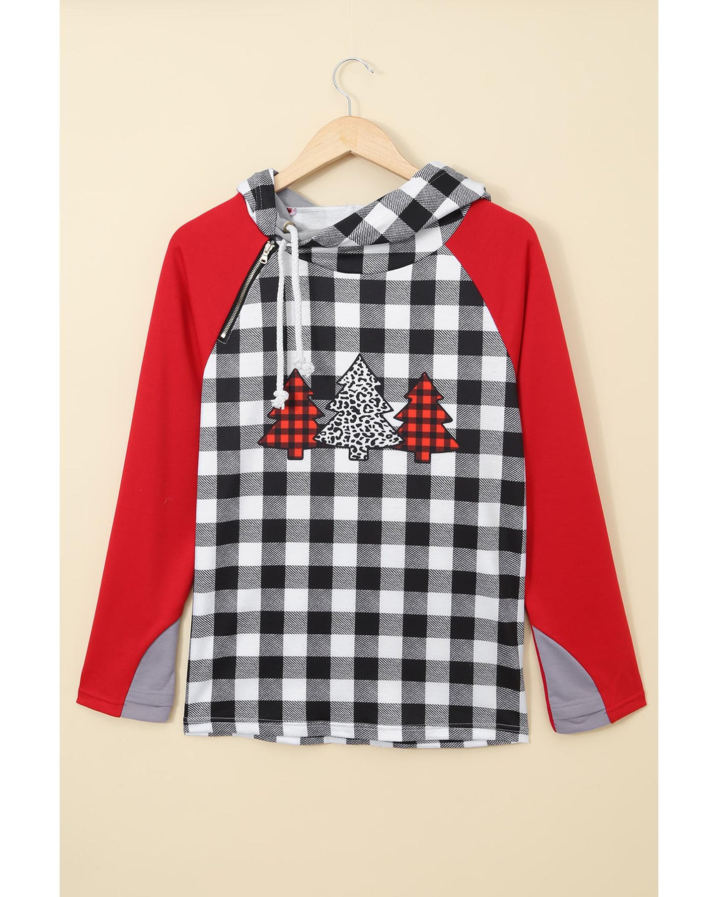 Azura Exchange Plaid Pattern Asymmetric Zip Hoodie - L