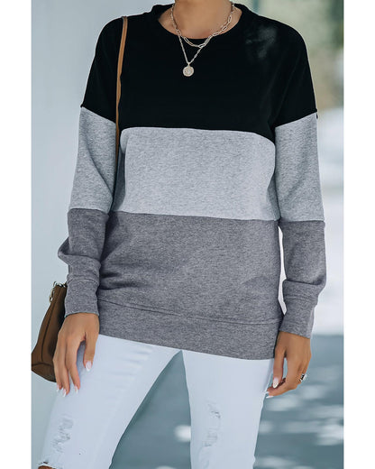 Azura Exchange Black Contrast Stitching Sweatshirt with Slits - M