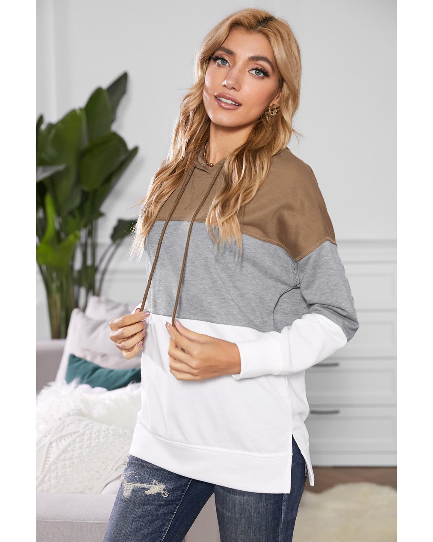 Azura Exchange Color Block Stripe Casual Hoodie - M