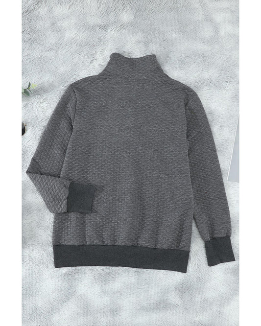 Azura Exchange Quilted Stand Neck Sweatshirt with Fake Front Pocket - XL