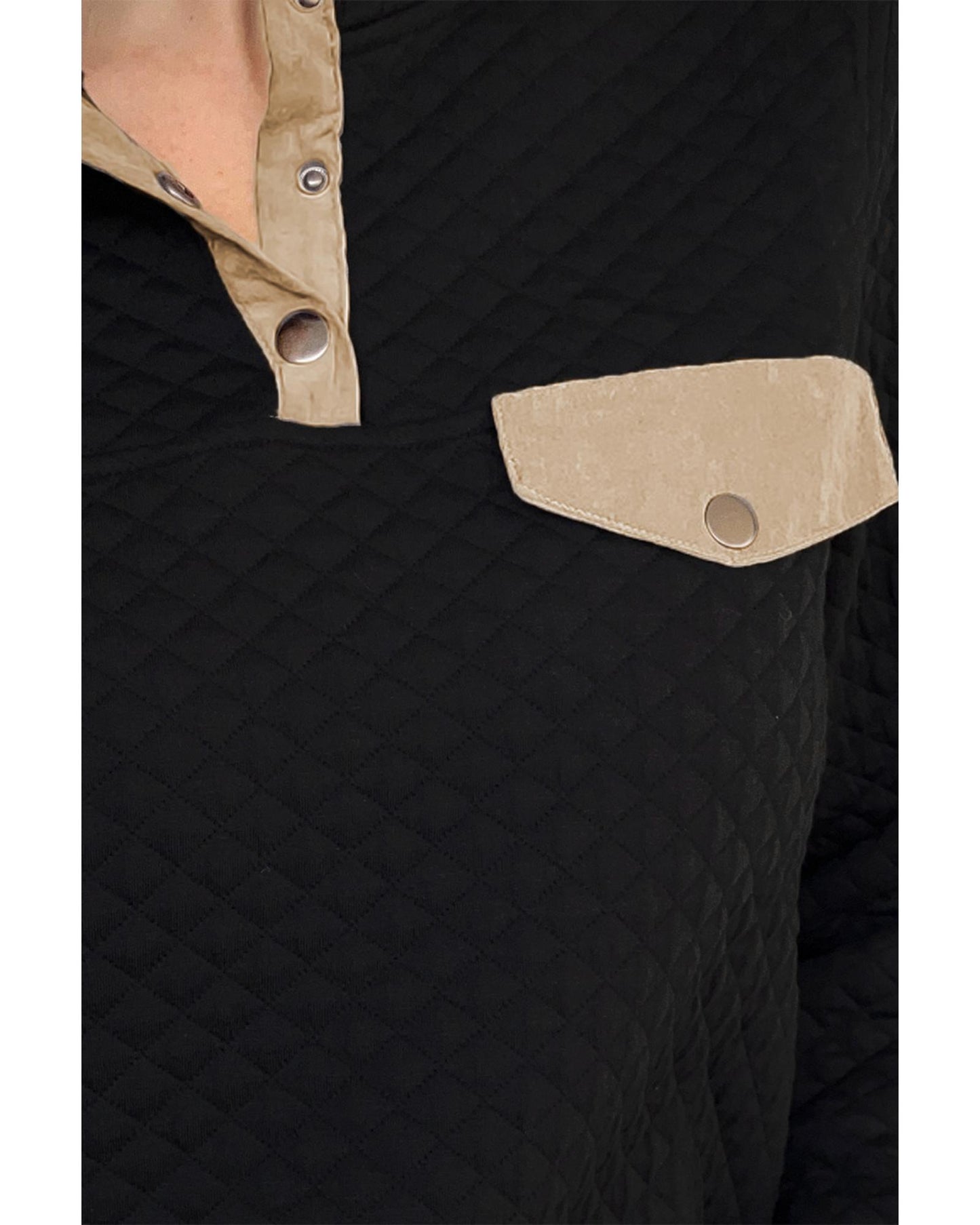 Azura Exchange Quilted Stand Neck Sweatshirt with Fake Front Pocket - 2XL