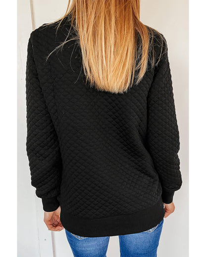 Azura Exchange Quilted Stand Neck Sweatshirt with Fake Front Pocket - S
