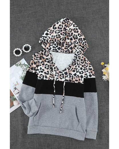 Azura Exchange Leopard Splicing Kangaroo Hoodie - L