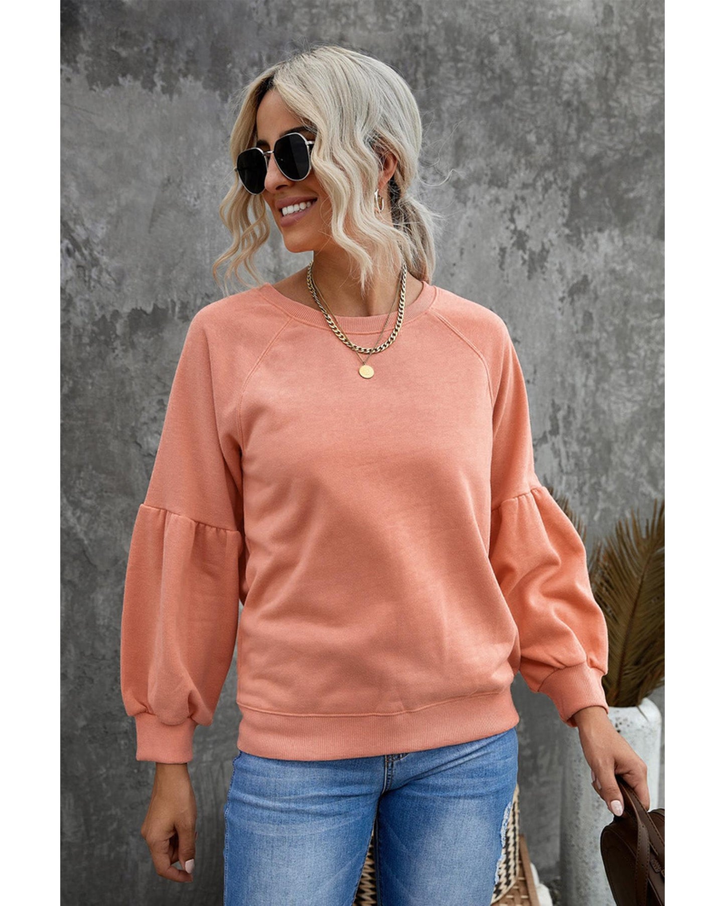 Azura Exchange Patchwork Sleeve Pullover Sweatshirt - L