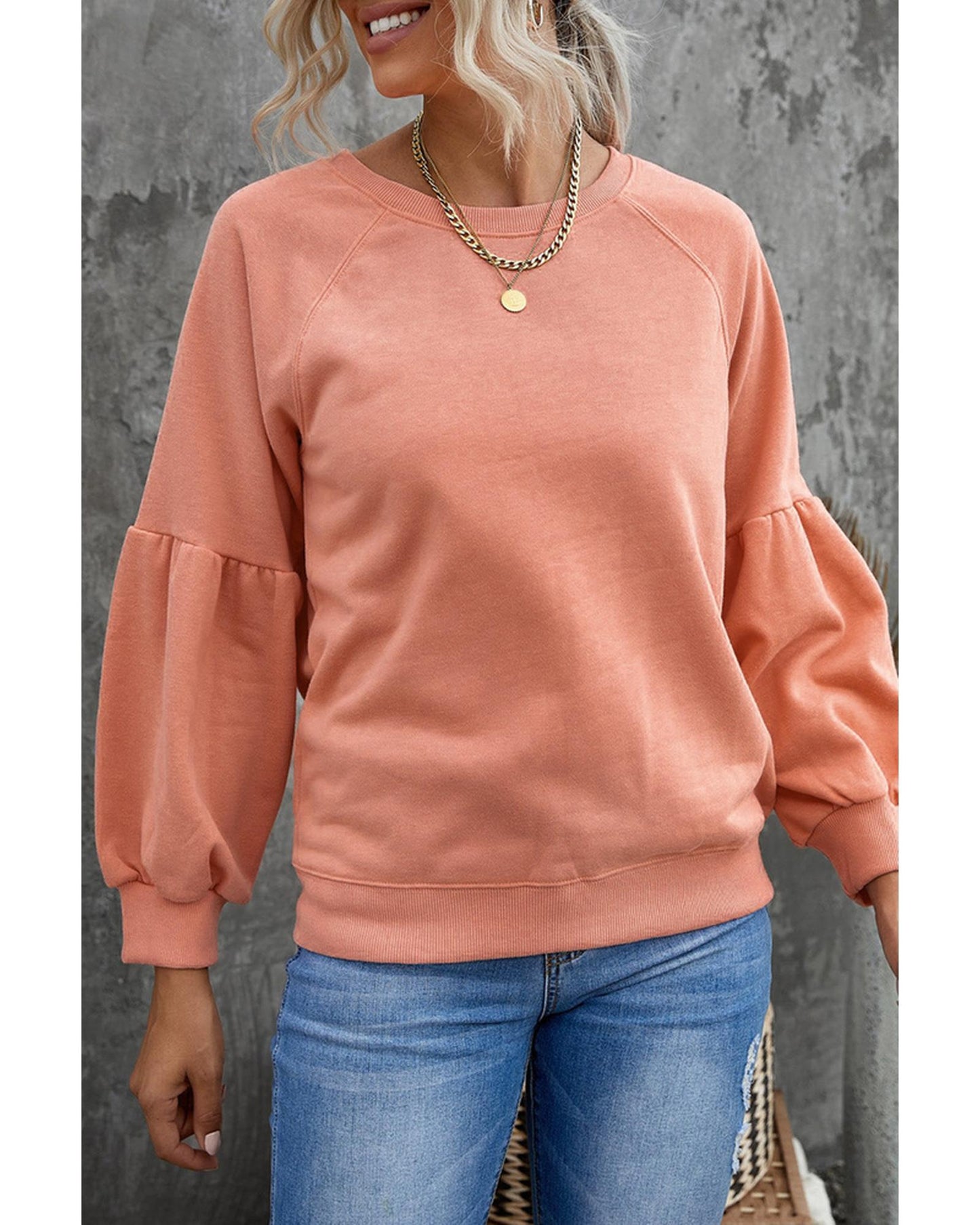 Azura Exchange Patchwork Sleeve Pullover Sweatshirt - M