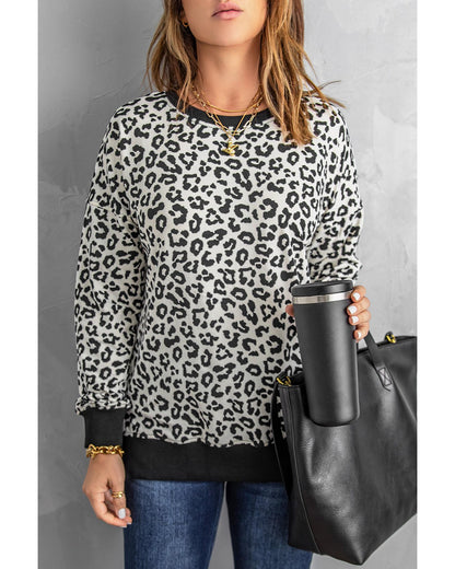 Azura Exchange Leopard Slit Pullover Sweatshirt - L