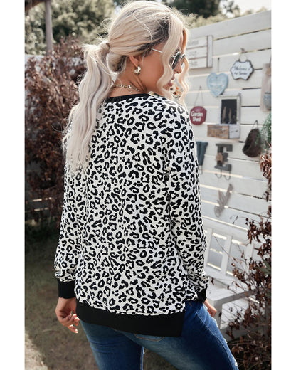 Azura Exchange Leopard Slit Pullover Sweatshirt - L