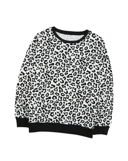 Azura Exchange Leopard Slit Pullover Sweatshirt - M