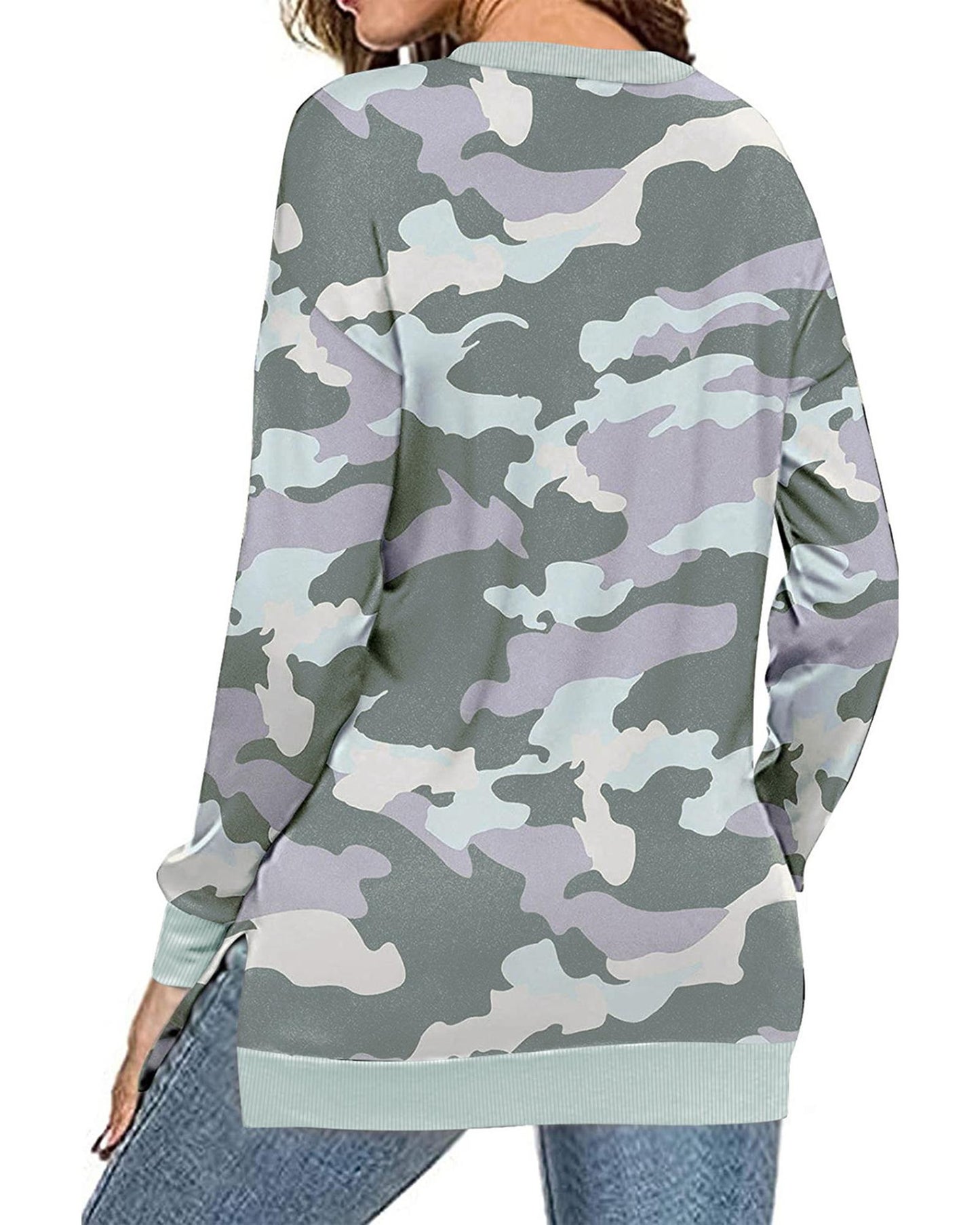 Azura Exchange Camouflage Pullover Sweatshirt with Slits - 2XL