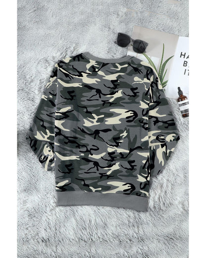 Azura Exchange Camouflage Pullover Sweatshirt with Slits - S