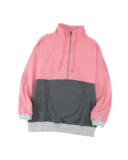 Azura Exchange Zipped Colorblock Sweatshirt with Pockets - L