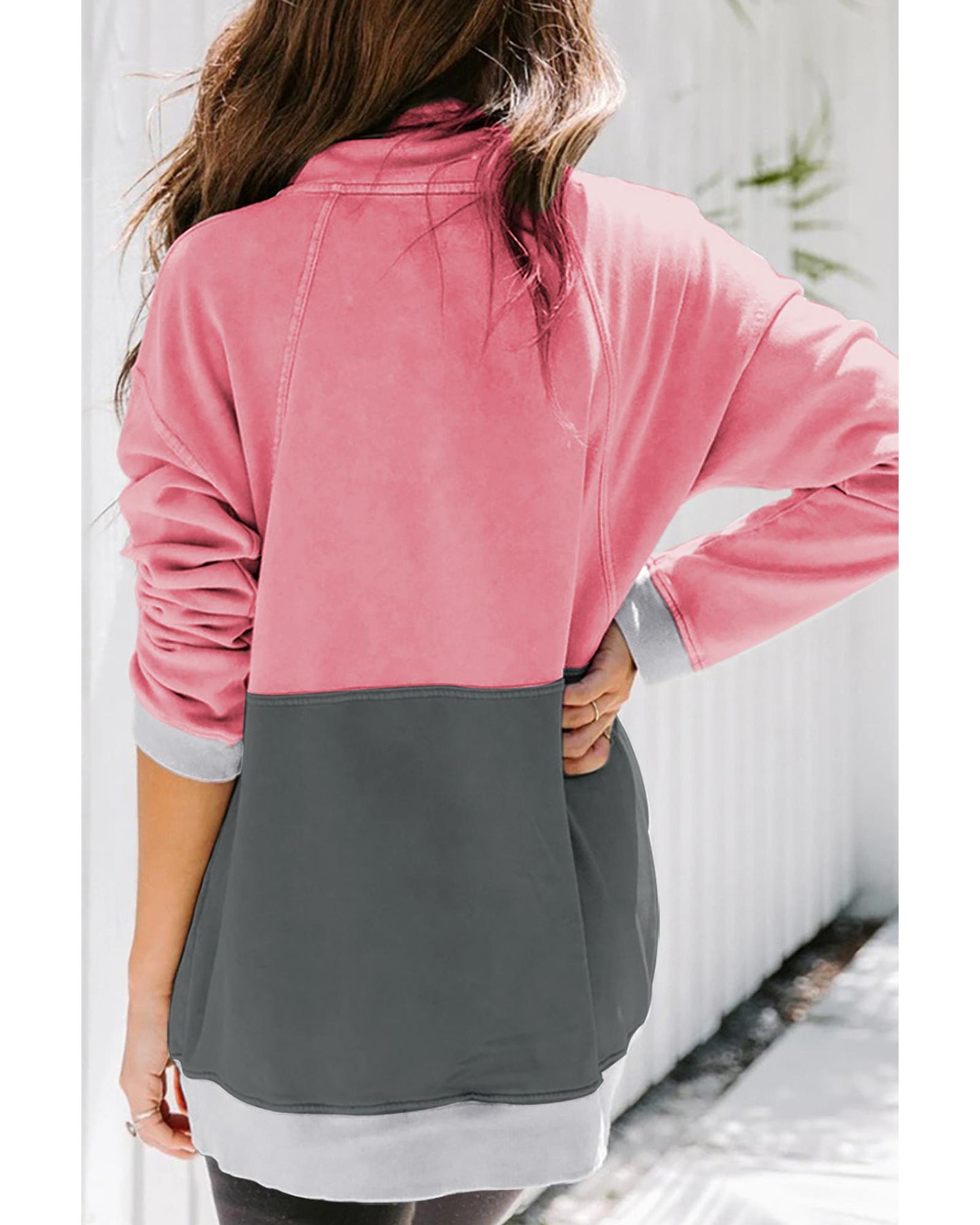 Azura Exchange Zipped Colorblock Sweatshirt with Pockets - M