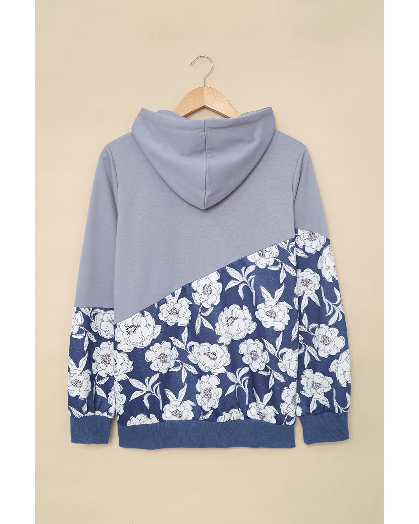 Azura Exchange Floral Splicing Cowl Neck Hoodie - 2XL