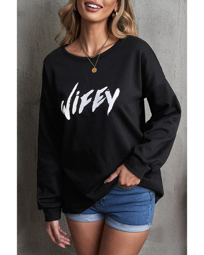 Azura Exchange Crew Neck Wifey Graphic Sweatshirt - S