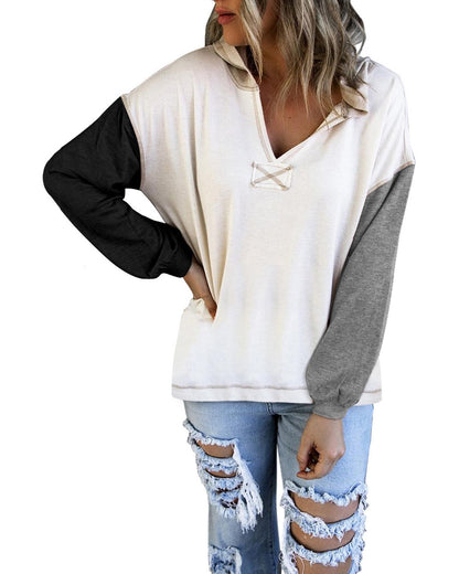 Azura Exchange V Neck Long Sleeve Hoodie - S