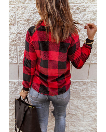 Azura Exchange Plaid Paneled Sweatshirt - M