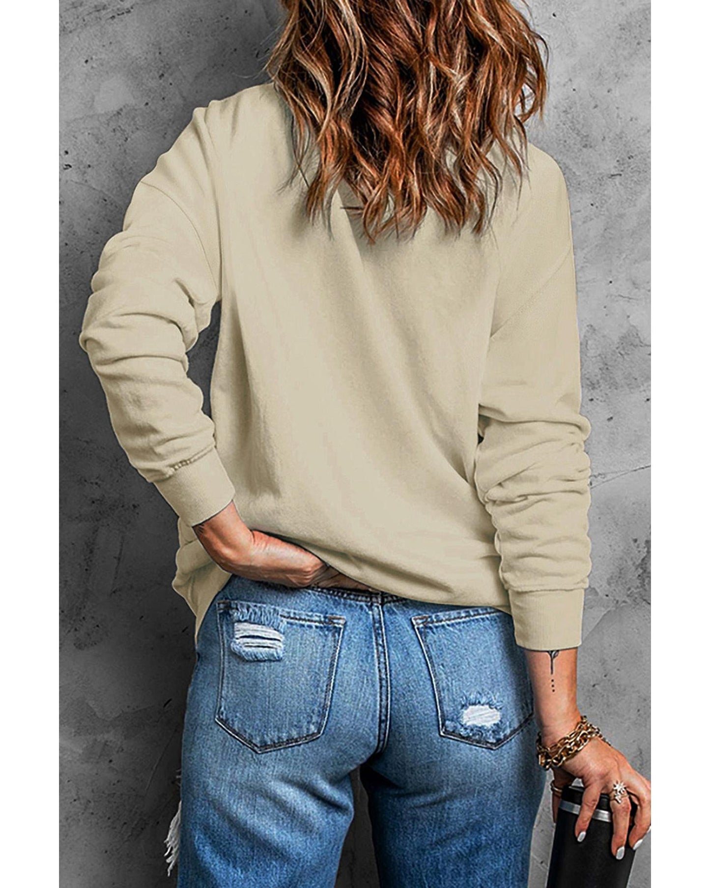 Azura Exchange Plain Crew Neck Pullover Sweatshirt - L