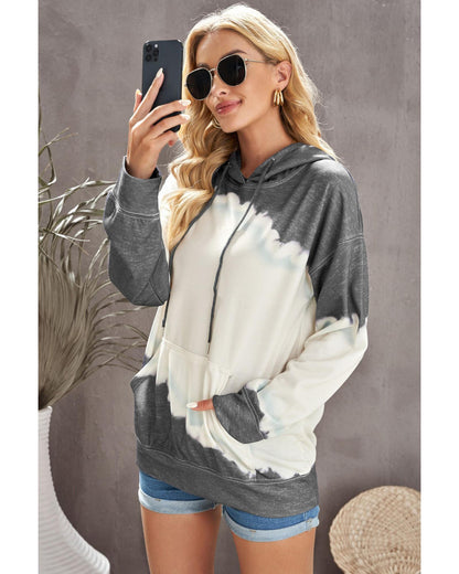 Azura Exchange Tie Dye Print Hooded Sweatshirt with Casual Pocket - L