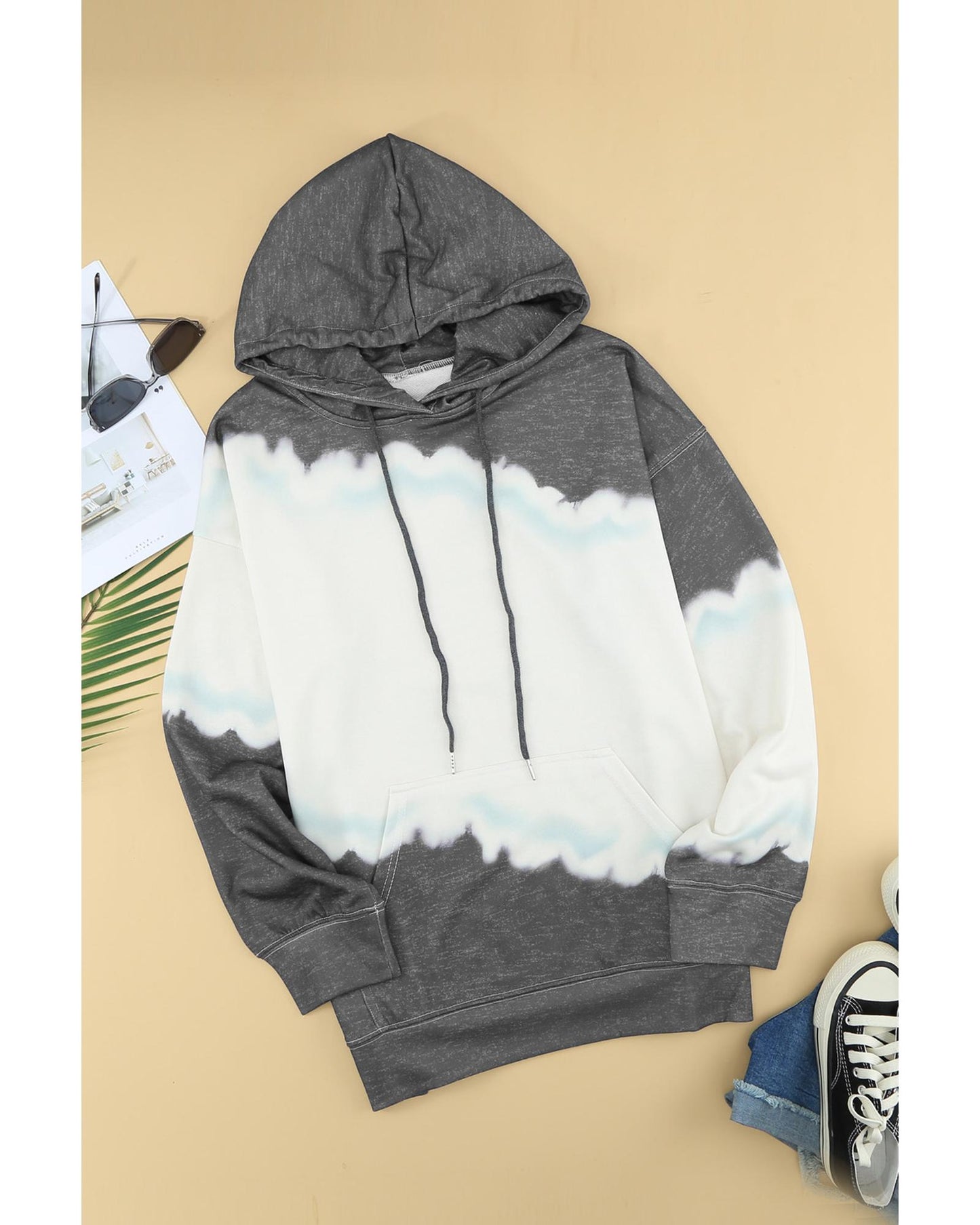 Azura Exchange Tie Dye Print Hooded Sweatshirt with Casual Pocket - S