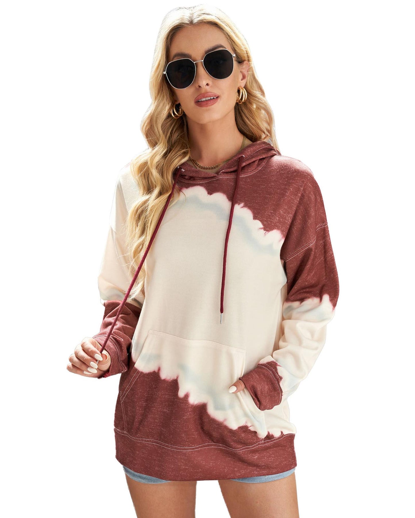 Azura Exchange Hooded Tie Dye Print Casual Sweatshirt - 2XL