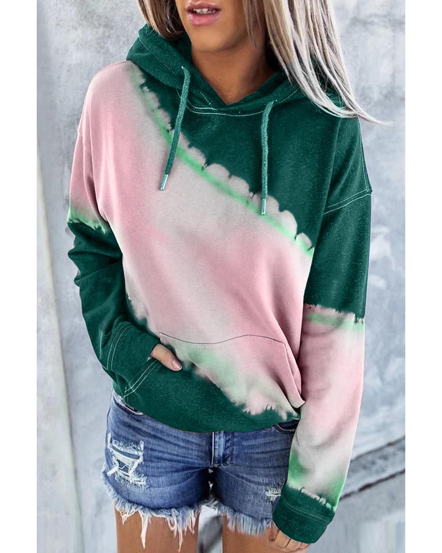 Azura Exchange Tie Dye Print Hooded Sweatshirt with Pocket - S