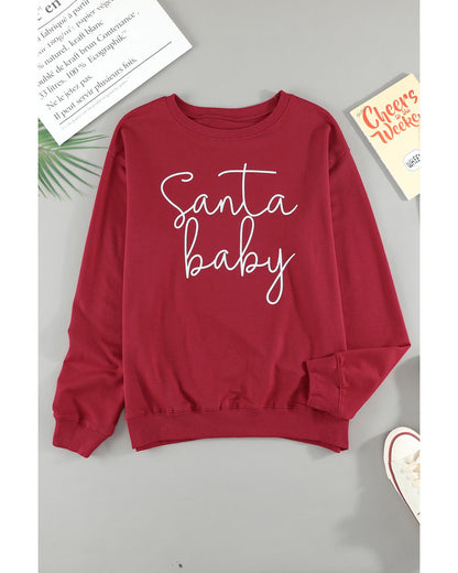 Azura Exchange Santa Baby Print Pullover Sweatshirt - M