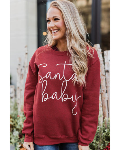 Azura Exchange Santa Baby Print Pullover Sweatshirt - M