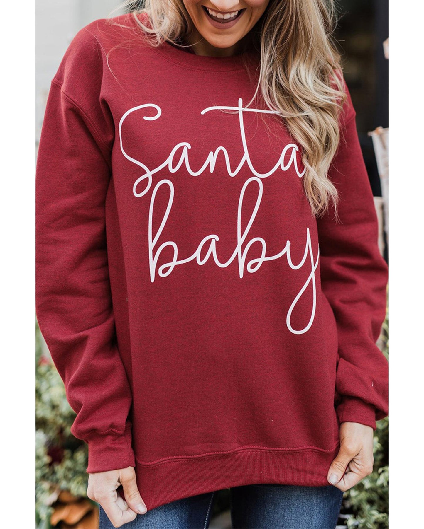 Azura Exchange Santa Baby Print Pullover Sweatshirt - S