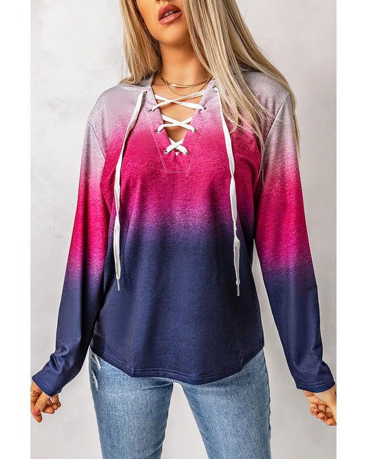 Azura Exchange Gradient Lace Up Hoodie - L