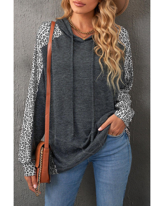 Azura Exchange Patchwork Leopard Pullover Hoodie - L