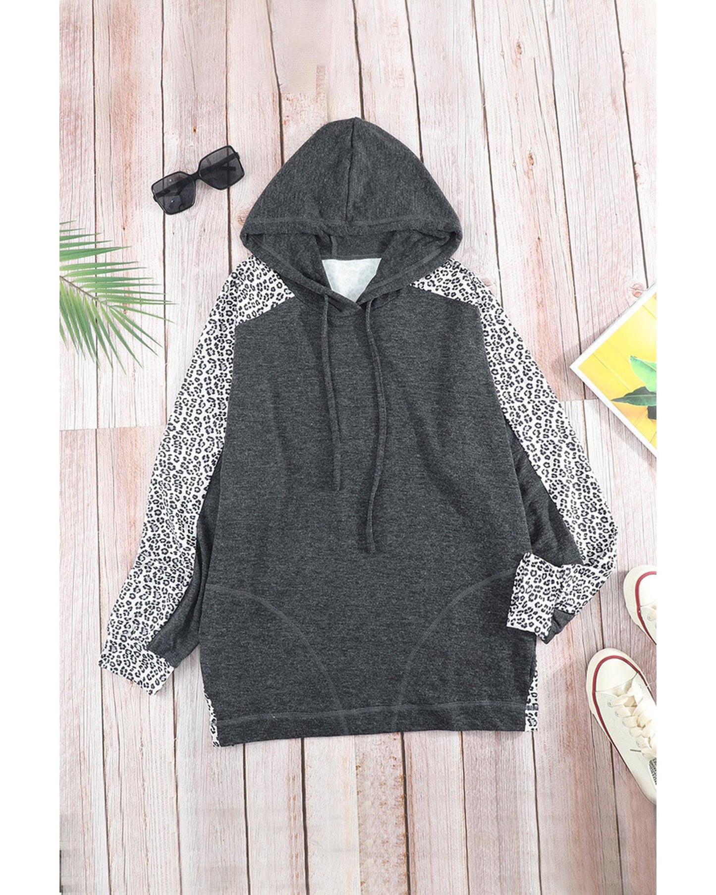 Azura Exchange Patchwork Leopard Pullover Hoodie - L