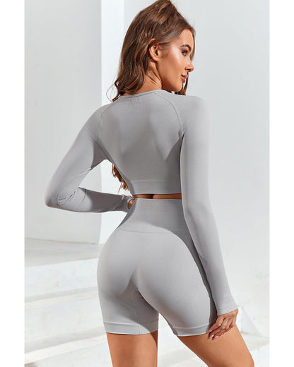 Azura Exchange Seamless Long Sleeve Crop Top - L