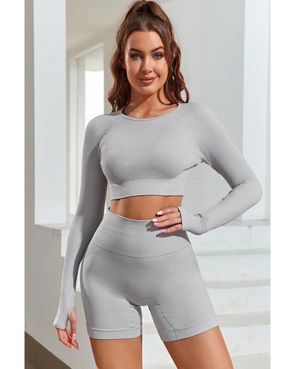 Azura Exchange Seamless Long Sleeve Crop Top - S