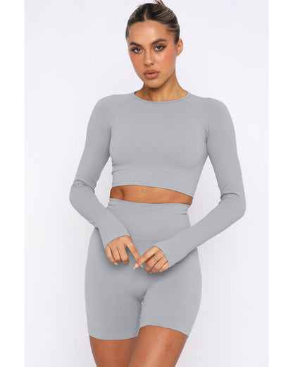 Azura Exchange Seamless Long Sleeve Crop Top - S