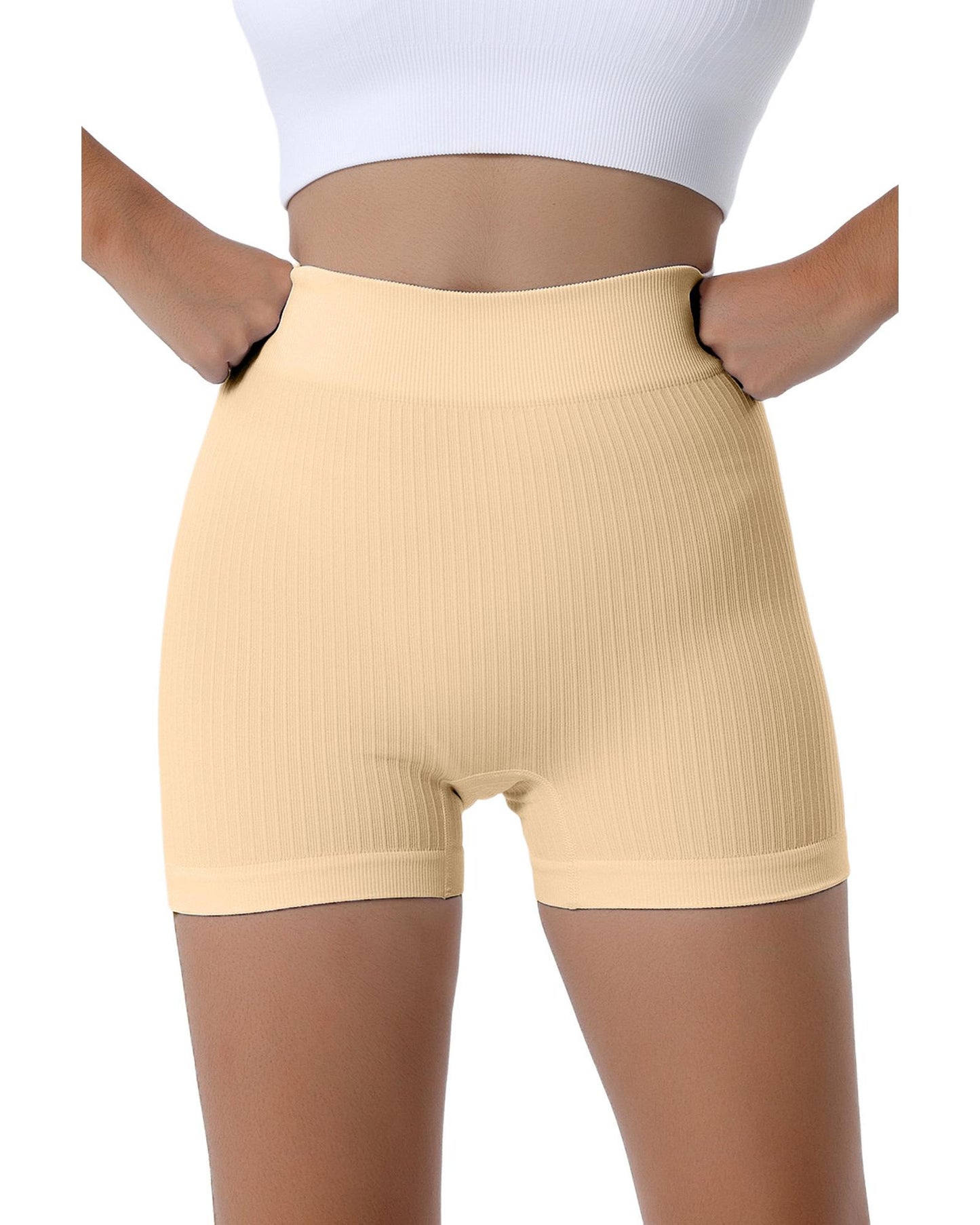 Azura Exchange Textured Butt Lifting High Waist Yoga Shorts - L