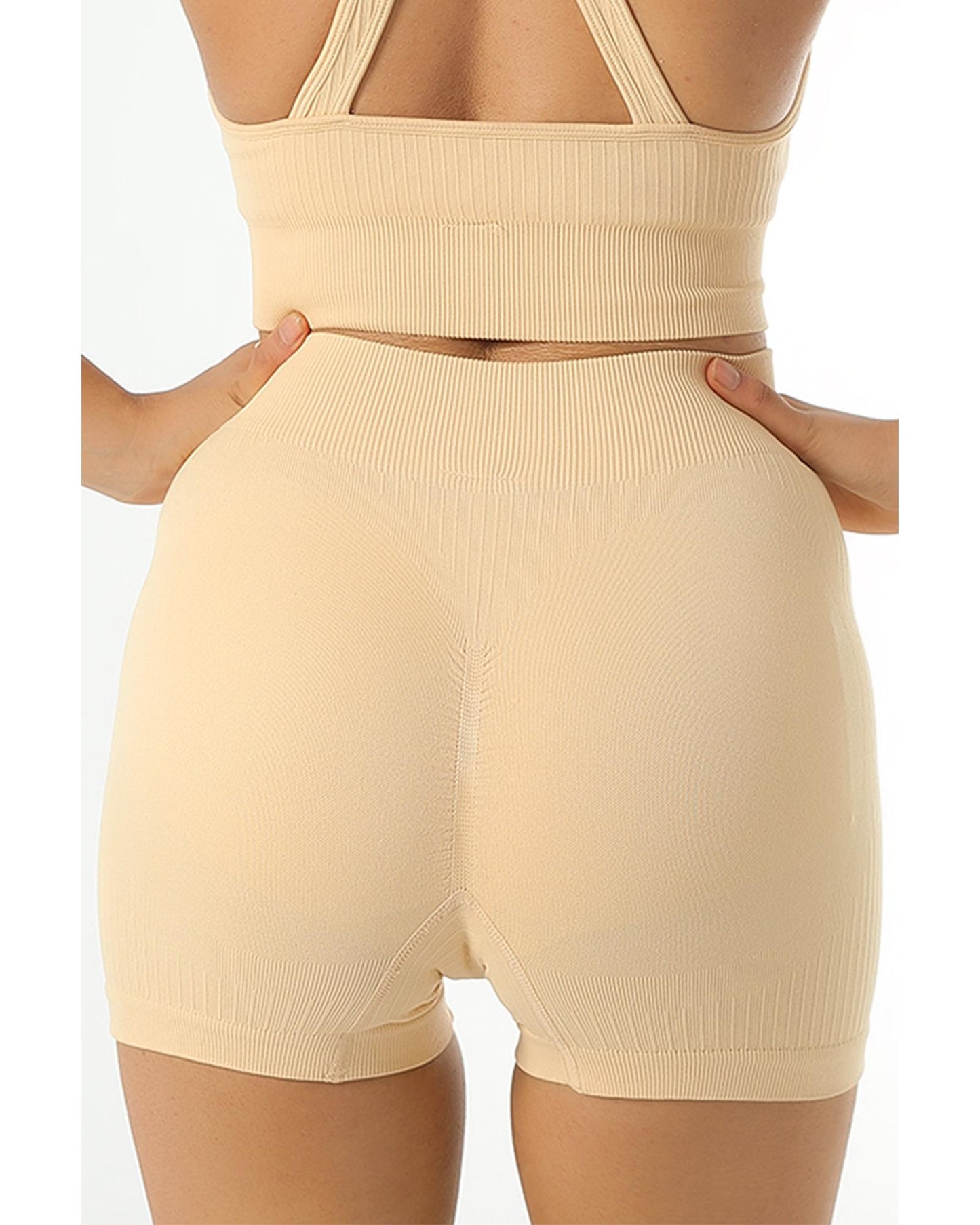 Azura Exchange Textured Butt Lifting High Waist Yoga Shorts - L