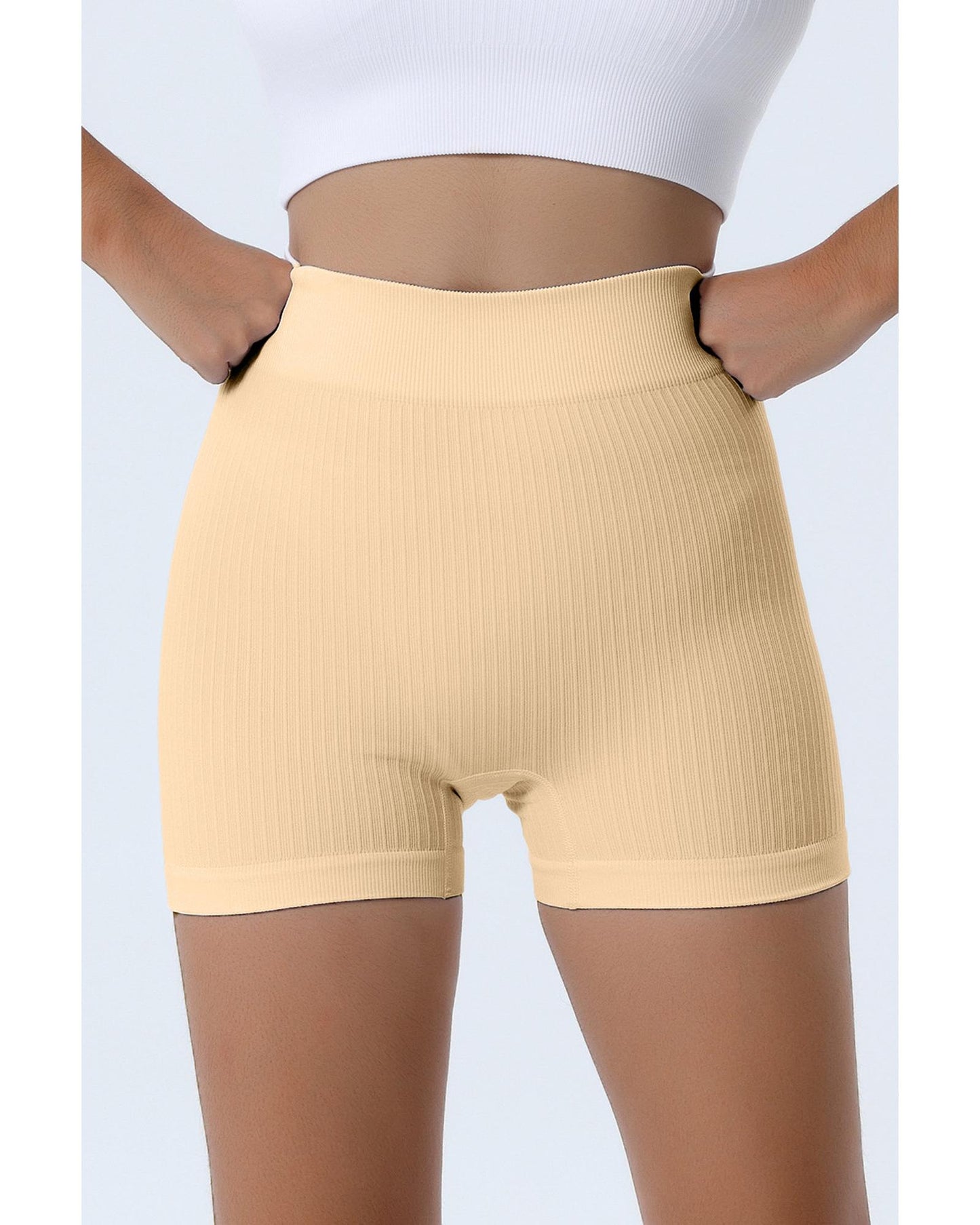 Azura Exchange Textured Butt Lifting High Waist Yoga Shorts - S