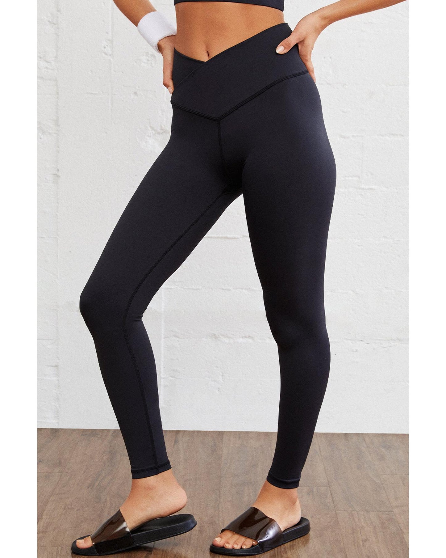 Azura Exchange Black Arched Waist Seamless Active Leggings - L