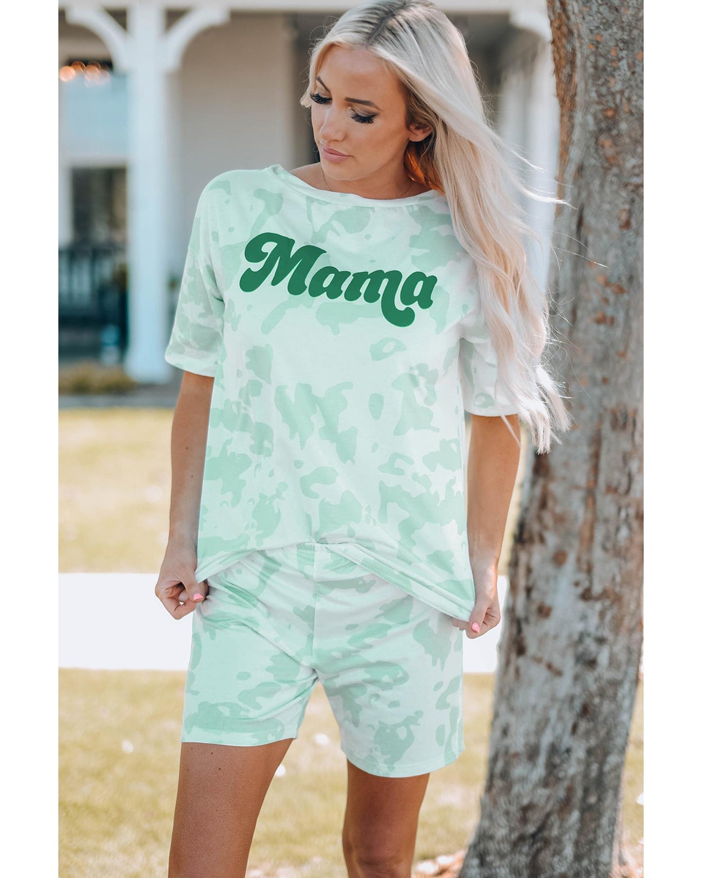 Azura Exchange Tie-dye Print T Shirt and Shorts Set - M