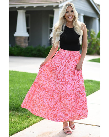 Azura Exchange Leopard Print Frilled Drawstring Maxi Skirt - 2XL