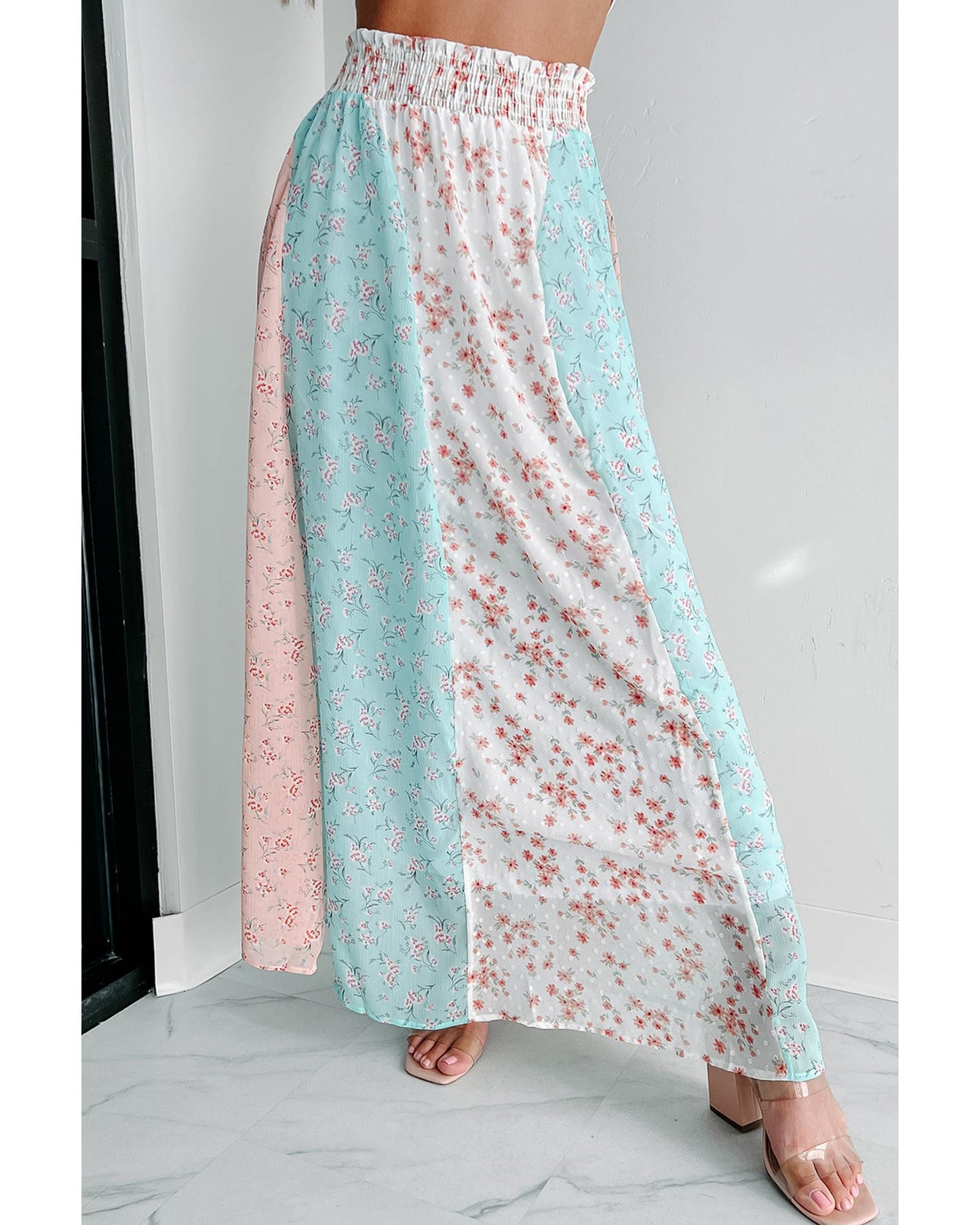 Azura Exchange Floral Print Maxi Skirt - L