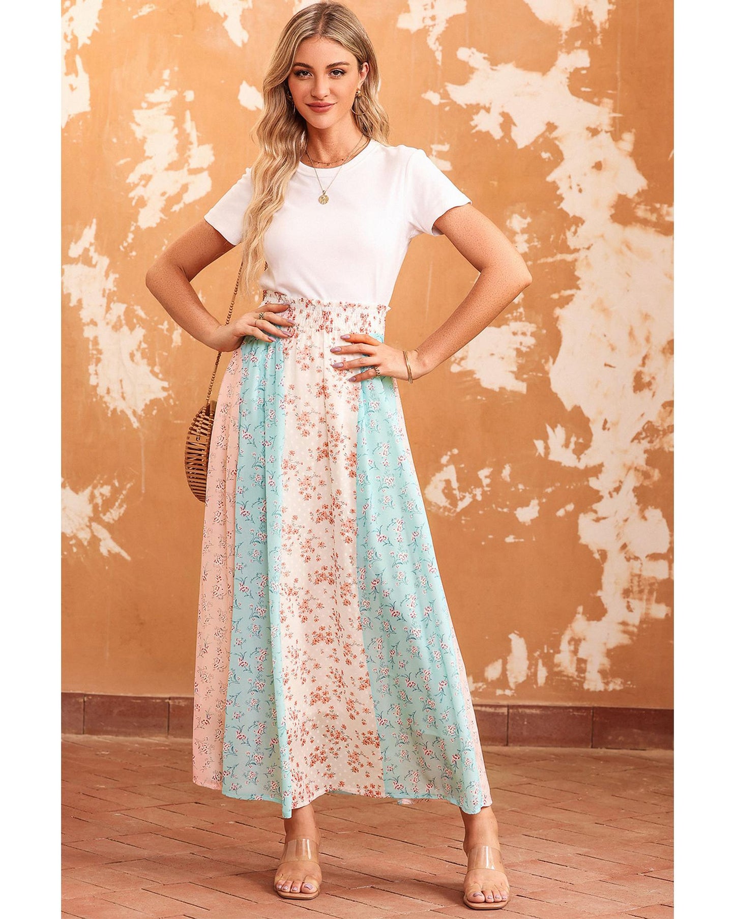 Azura Exchange Floral Print Maxi Skirt - S