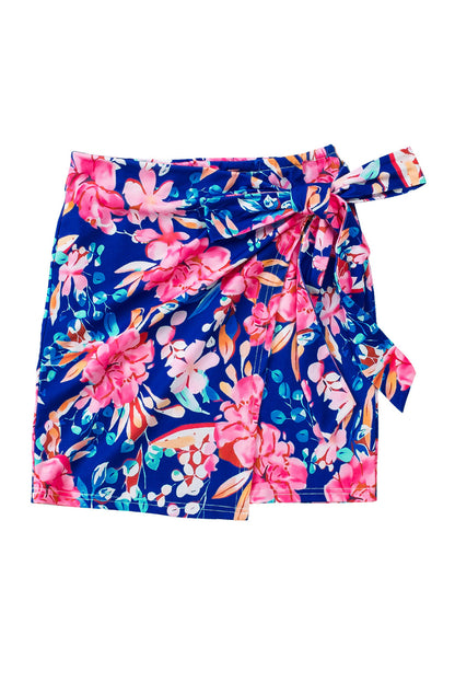 Azura Exchange Floral Print Lace-up Bodycon Mini Skirt - L